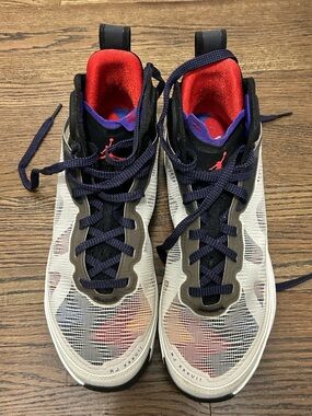 Jordan 37 Men's White, Black & Red Athletic Shoes